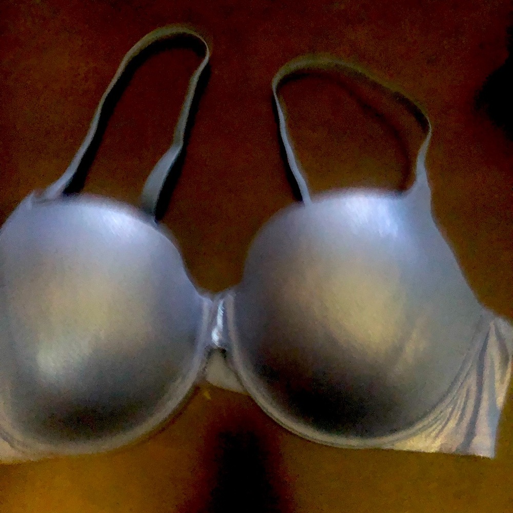 Victoria’s Secret, 36DD, shimmery blue underwire bra. No padding.